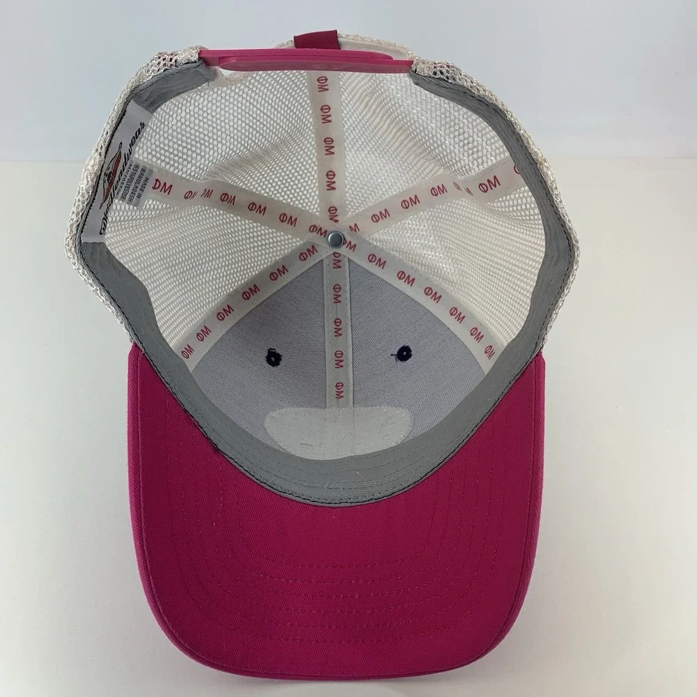Phi Mu Hat ΦM Pink Blue Cream Mesh Adjustable Snap OSFM Pie Headwear Trucker Cap